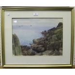 William E. Willats - Coastal Scene at Winspit, near Worth Maltravers, Dorset, watercolour, signed