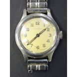 A Longines circular steel cased gentleman's wristwatch, the signed circular silvered dial with