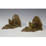 A pair of early 20th century Black Forest carved softwood wall brackets with mountain goat head