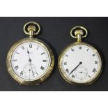 A Buren gilt metal cased keyless wind open-faced gentleman's pocket watch with a signed jewelled