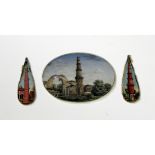 Indian School - Oval Miniature Architectural View, 19th century watercolour on ivory, 5cm x 6cm,