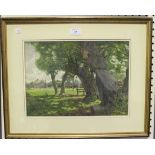 R. Haubach - Country Scene, watercolour, signed and dated 1911, 26cm x 36cm, within a gilt frame.