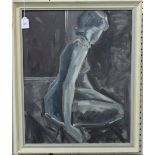 Continental School - Study of a Female Nude, 20th century oil on board, indistinctly signed '