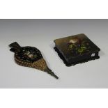 A set of Victorian papier-mâché bellows with foliate painted and gilt decoration, length 36.5cm,