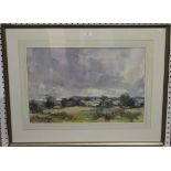 Ernest Savage - View of Pulborough Brooks, watercolour, signed, 37cm x 54cm, within a gilt frame.