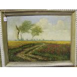 C. Noorman - Continental View with Poppies in a Cornfield, oil on canvas, signed, 55cm x 74.5cm,