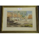 D.S. MacColl - View of a Village, 20th century watercolour over pencil, signed with initials, 15.5cm