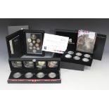 Three Royal Mint United Kingdom proof sets, comprising ten coin set 2012, Countdown to London four