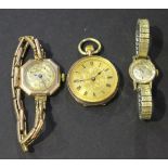 A 9ct gold octagonal cased lady's wristwatch with an unsigned jewelled movement, import mark Glasgow