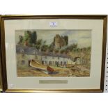 William R. Hoyles - 'Old Cottages on the Quay at Conway', watercolour, signed, 24cm x 39.5cm, within