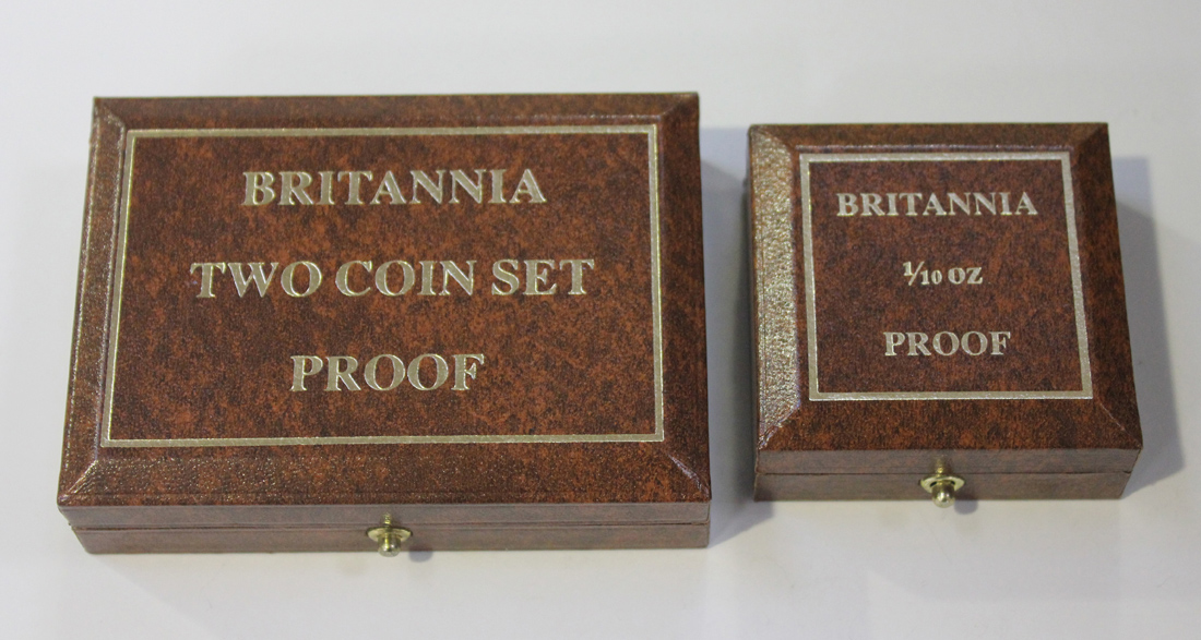 A Royal Mint Britannia gold two coin proof set 1988, comprising one quarter of an ounce and one - Image 2 of 2