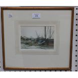 Christopher D. Arnold - 'Barge on the Hard, Pin Mill, Suffolk', watercolour, signed recto, labels