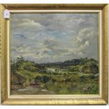 J. Willems - African Landscape, oil on canvas, signed, 48.5cm x 52.5cm, within a gilt and painted