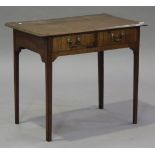 An 18th century walnut side table with crossbanded decoration, the moulded top above two frieze