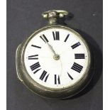 A silver pair cased key wind open-faced gentleman's pocket watch, the gilt fusee movement with a