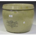 A late Victorian Doulton & Co. glazed earthenware 'Improved Bread Bin', height 29cm, diameter 35cm.