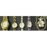 A Gems Quartz silver, silver gilt and harlequin synthetic gem set bracelet wristwatch with a