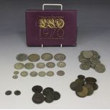 A group of mostly British coins, comprising four crowns, 1890, 1896, 1935 and 1951, pre-1920