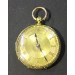 An 18ct gold cased keywind open-faced lady's fob watch, the gilt movement detailed 'Mrs.Wm.Blacklock