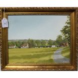 Martin Speight - Village Cricket Scene, oil on board, signed, 26cm x 34cm, within a gilt frame,