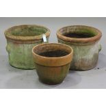 A pair of 19th century terracotta planters of tapering cylindrical form, height 38cm, diameter