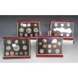 Eleven Royal Mint United Kingdom year type specimen proof sets from 2001 to 2011 inclusive, with