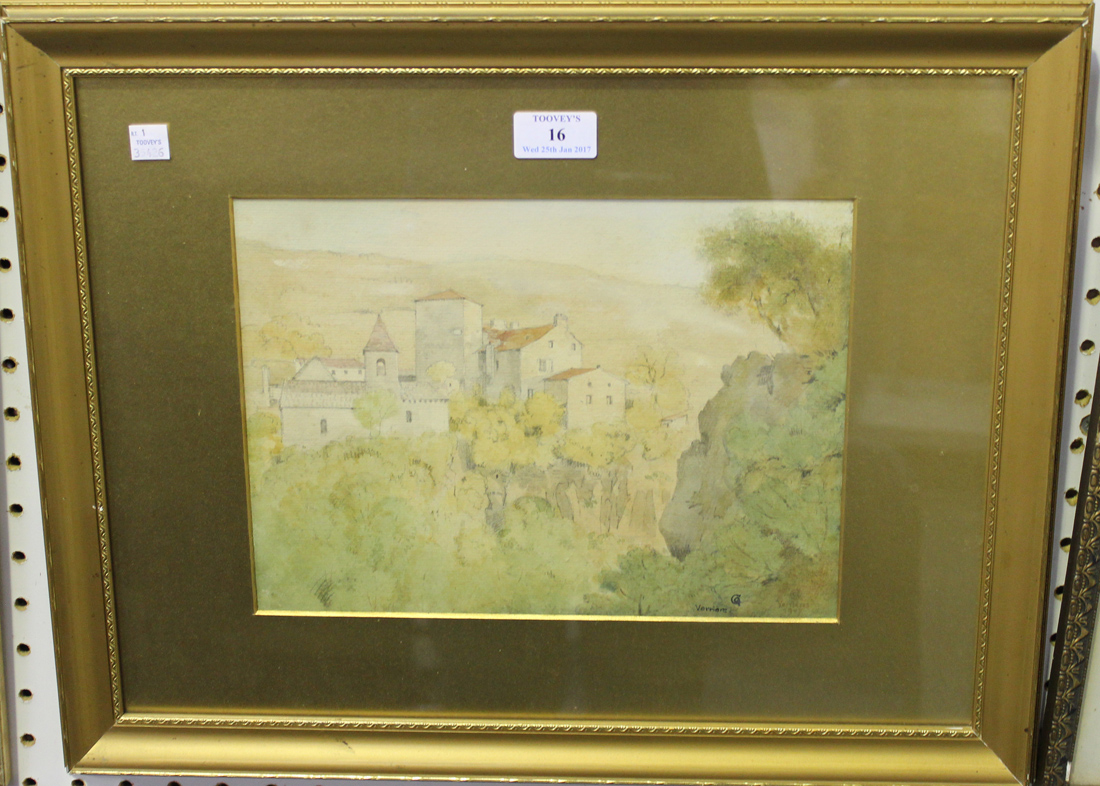 Charles Louis Geoffrey Dechaume - 'Verrières', watercolour, signed with monogram, titled and dated