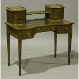 A late Victorian Neoclassical Revival mahogany and inlaid lady's writing desk, the galleried top