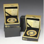 Two gold proof twenty-five pound coins commemorating the 30th Olympiad of the London 2012 Games,