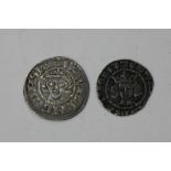 Two medieval pennies, probably Edward I and Edward III.