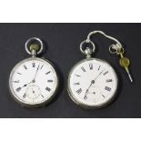A silver cased keyless wind open-faced gentleman's pocket watch, the gilt jewelled movement detailed
