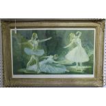 After William Russell Flint - Three Ballet Dancers, colour print, circa 1949, signed in pencil, 40cm