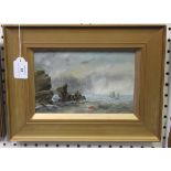 Circle of Sarah Kilpack - Coastal Scene with Sailing Vessels on a Squally Day, oil on board, 14cm