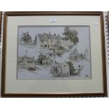 Tony Hunter - 'A Cotswold Mixture', 20th century watercolour and ink, signed, 32cm x 44cm.