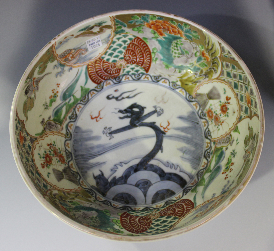 A Chinese Canton famille rose porcelain vase, late 19th century, of cylindrical form, painted with - Image 2 of 3