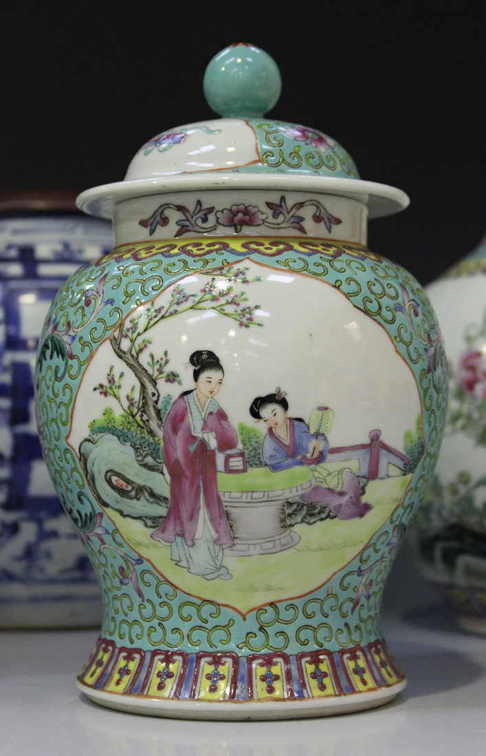 A Chinese famille rose porcelain bottle vase, mark of Qianlong but 20th century, decorated with - Image 3 of 4