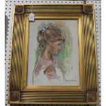 N. Saint Hilaire - Head and Shoulders Portrait of a Young Girl in Profile, oil on canvas, signed,