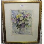 Salliann Putman - Still Life of Flowers in a Vase, watercolour, signed, 36cm x 28.5cm, within a gilt