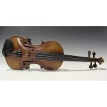 A violin bearing interior label marked 'Ernest Crichton ... Clifton, Bristol & Cheltenham', length