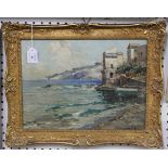 V. Giovannini - Italian Coastal View, oil on canvas, signed and dated '71, 28.5cm x 38.5cm, within a