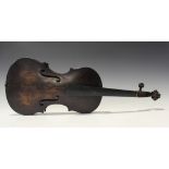 A violin, the interior inscribed in pencil 'Nance, Penarth 1917', length of back excluding button