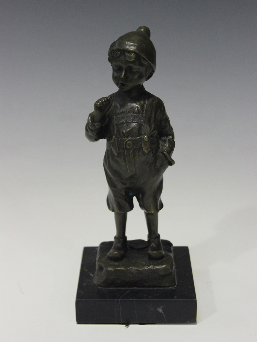 After Julius Schmidt-Felling - a 20th century brown patinated cast bronze figure of a Dutch boy with