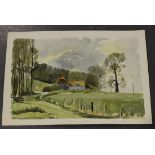 Ronald Birch - 'Chanctonbury', watercolour and ink, signed, titled and dated 1973, 38cm x 56cm,