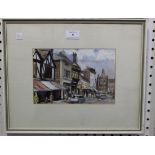 John V. Emms - 'The High Street, Reigate', 20th century gouache, signed recto, titled verso, 15.