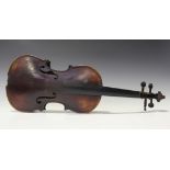 A violin with two-piece back, length of back excluding button 35.6cm.