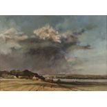 Ronald Birch - View of an Estuary below a Stormy Sky, oil on board, signed, 49cm x 69cm, within a