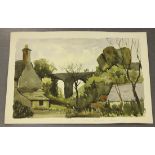 Ronald Birch - 'Bridge over the Moat, Corfe Castle', watercolour, signed, titled and dated 1975,