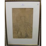 After the Vatican Workshops - Conclave of Cardinals, 19th century pencil drawing, 43cm x 28cm,