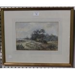 Walter Duncan - Moorland Scene with Figures, watercolour, signed, 19cm x 28cm, within a gilt frame.