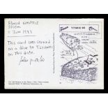 A Titanic postcard inscribed 'Aboard Nautile, 3800m, 11 June 1993, This card was carried on a dive